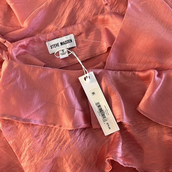 NWT Steve Madden - Christina Ruffle Satin Midi Dress - Picture 10 of 10